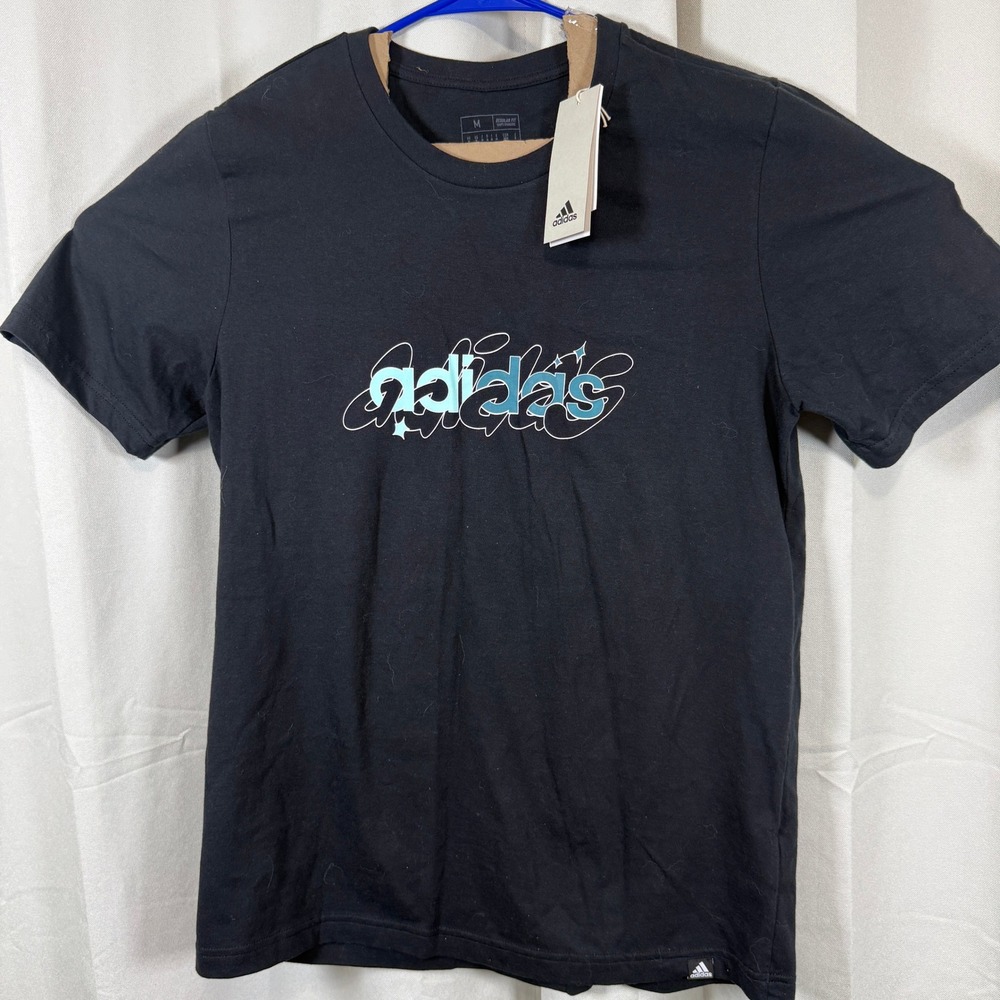 Adidas Mens Athletic Logo T Shirt Black Sz Med